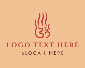 Retreat - Fire Yoga Hand logo design