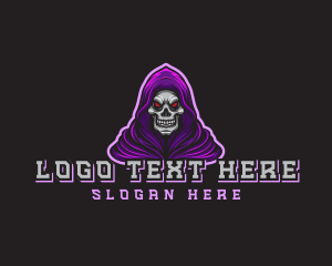 Skeleton - Gaming Hooded Grim Reaper logo design