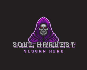 Gaming Hooded Grim Reaper logo design