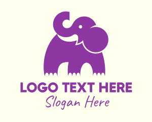 Baby Elephant - Cute Purple Elephant logo design