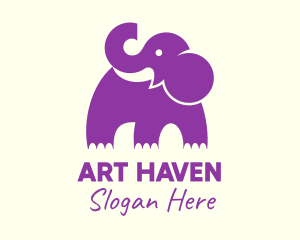 Cute Purple Elephant logo design