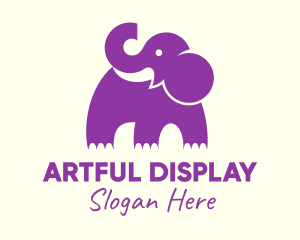 Cute Purple Elephant logo design