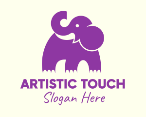 Cute Purple Elephant logo design