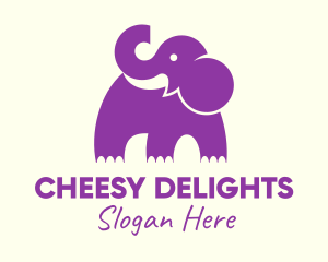 Cute Purple Elephant logo design