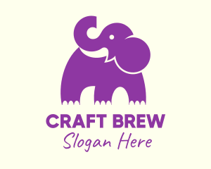 Cute Purple Elephant logo design