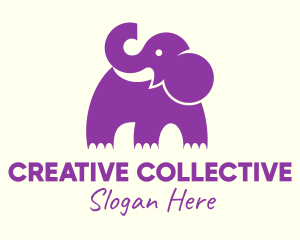 Cute Purple Elephant logo design