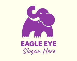 Cute Purple Elephant logo design