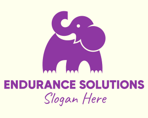 Cute Purple Elephant logo design