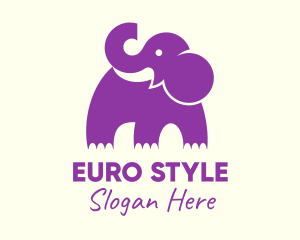 Cute Purple Elephant logo design