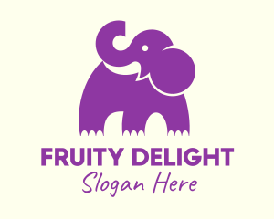 Cute Purple Elephant logo design