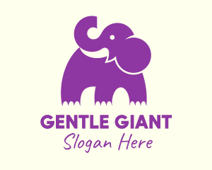 Elephant - Cute Purple Elephant logo design