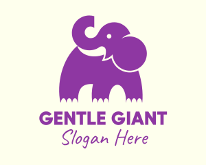 Cute Purple Elephant logo design