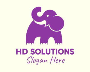 Cute Purple Elephant logo design