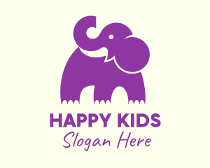 Cute Purple Elephant logo design