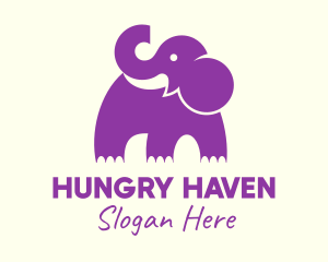 Cute Purple Elephant logo design