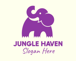 Cute Purple Elephant logo design