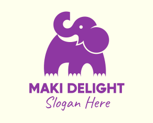 Cute Purple Elephant logo design