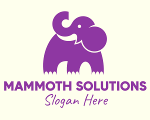 Mammoth - Cute Purple Elephant logo design