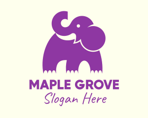 Cute Purple Elephant logo design