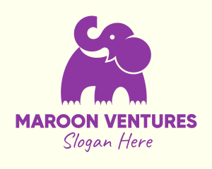 Cute Purple Elephant logo design