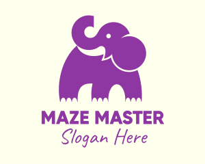 Cute Purple Elephant logo design