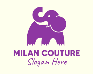 Cute Purple Elephant logo design