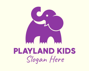 Cute Purple Elephant logo design