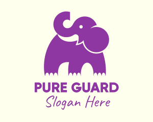 Cute Purple Elephant logo design