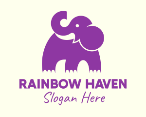 Cute Purple Elephant logo design