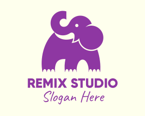 Cute Purple Elephant logo design