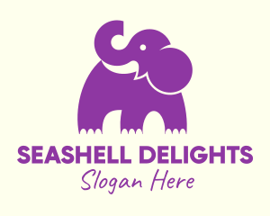 Cute Purple Elephant logo design