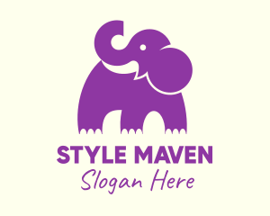 Cute Purple Elephant logo design