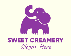 Cute Purple Elephant logo design