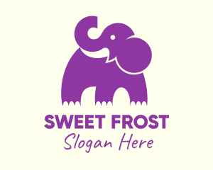 Cute Purple Elephant logo design