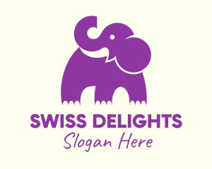 Cute Purple Elephant logo design