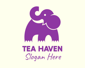 Cute Purple Elephant logo design