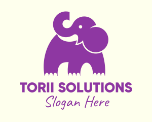 Cute Purple Elephant logo design