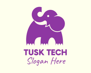 Tusk - Cute Purple Elephant logo design