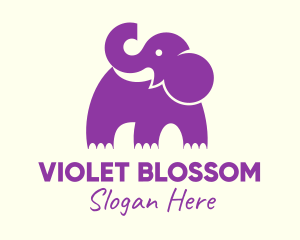 Cute Purple Elephant logo design