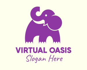 Cute Purple Elephant logo design