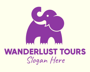 Cute Purple Elephant logo design