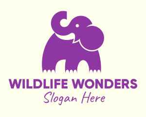 Cute Purple Elephant logo design