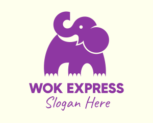 Cute Purple Elephant logo design