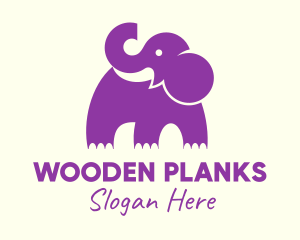 Cute Purple Elephant logo design