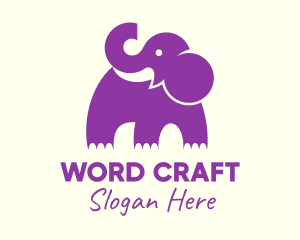 Cute Purple Elephant logo design