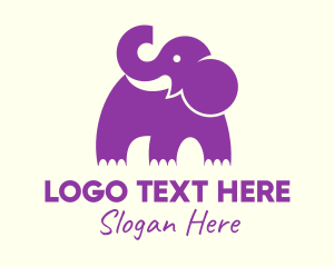 Purple - Cute Purple Elephant logo design