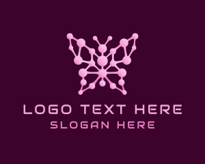 Gradient - Pink Butterfly Molecule logo design