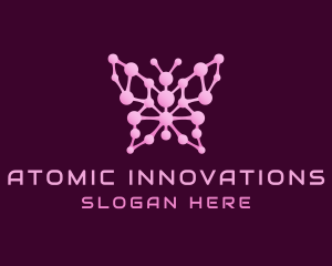 Pink Butterfly Molecule logo design