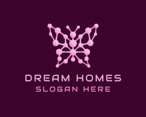 Simple - Pink Butterfly Molecule logo design