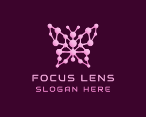 Microscope - Pink Butterfly Molecule logo design